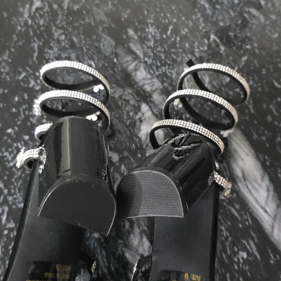 BRAND NEW WILD DIVA ELEGANT RHINESTONE STRAPPY BLOCK-HEEL SANDAL - Picture 13 of 16